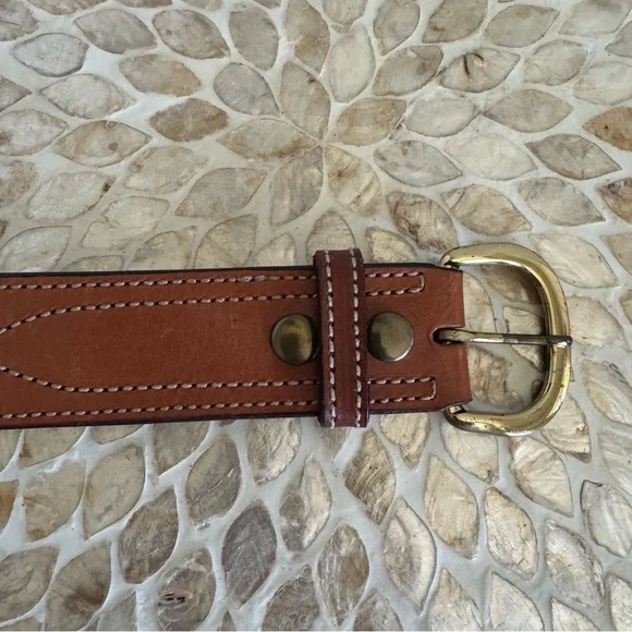 Bianchi Tan Leather Belt with Gold Buckle size 38 - Picture 4 of 8